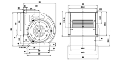 Longwell DD 9-9(133-3172 m3/h) Çift Emişli Kendinden Motorlu Radyal Fan 3 Kademeli 450W