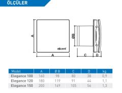 ELICENT Elegance 100 Aksiyal Fan 90 m³/h (plastik klapeli, timerlı)
