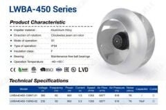 Longwell LWBA4E450-138NS-02 (6077m³/h) AC Motorlu Radyal Plug Fan