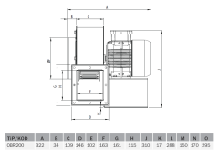 BVN OBR 200T-4K 380V (850m³/h) Tek Emişli Radyal Fan Öne Eğilimli