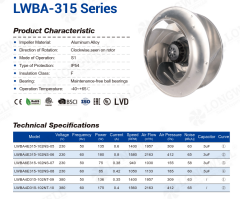 Longwell LWBA4E315-102NS-05 Ac Motorlu Radyal Plug Fan [1957m³/h]