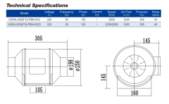 Longwell LWDA-200(8'')S-PBN-002S [1236m³/h] Plastik Karma Akışlı Kanal Fanı