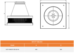 VST-VRCF 315-2K-M (2700m³/h) Yatay Atışlı Dıştan Motorlu Çatı Fanı