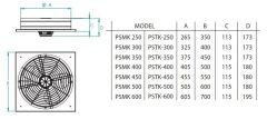 Fanex Psmk 250 Kare Sanayi Aspiratörü 220V (1300m³/h)