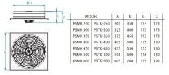 Fanex Psmk 450 Kare Sanayi Aspiratörü 220V (5600m³/h)
