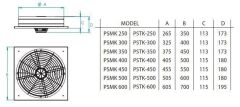 Fanex Psmk 500 Kare Sanayi Aspiratörü 220V (7150m³/h)