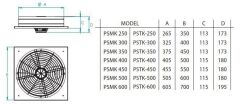 Fanex PSTK 350 (3250m³/h) Kare Sanayi Aspiratörü 380V